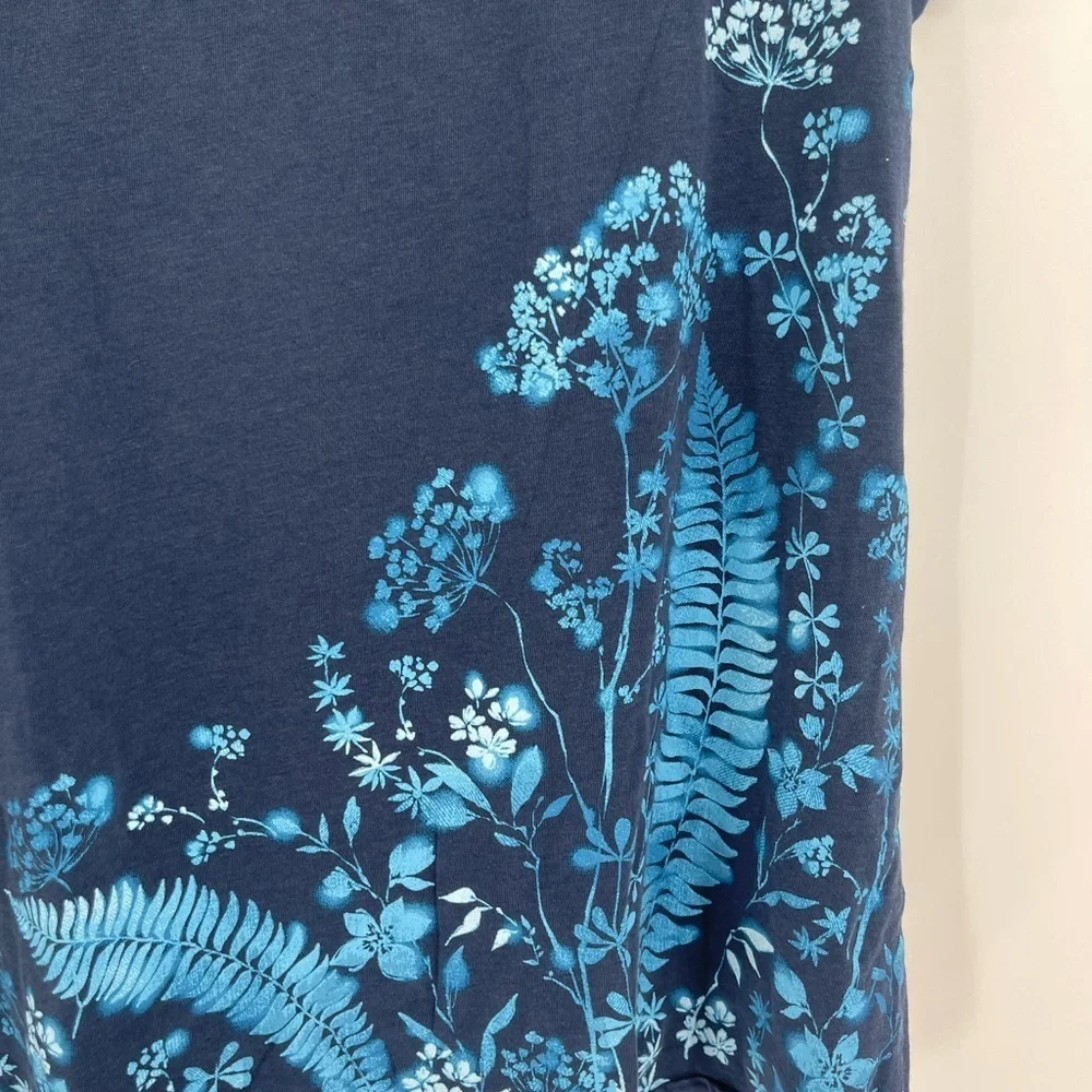 Pure j.jill pj floral knit tunic blue floral tee shirt short sleeve size large - Picture 4 of 9